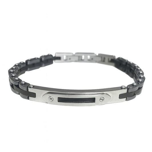 Pulsera acero caballero chapa negra