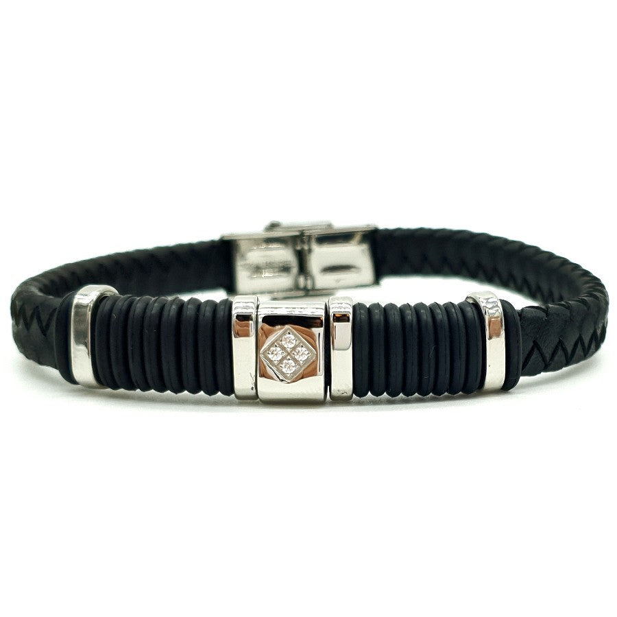 PULSERA DE CUERO Y ACERO INDOHITO