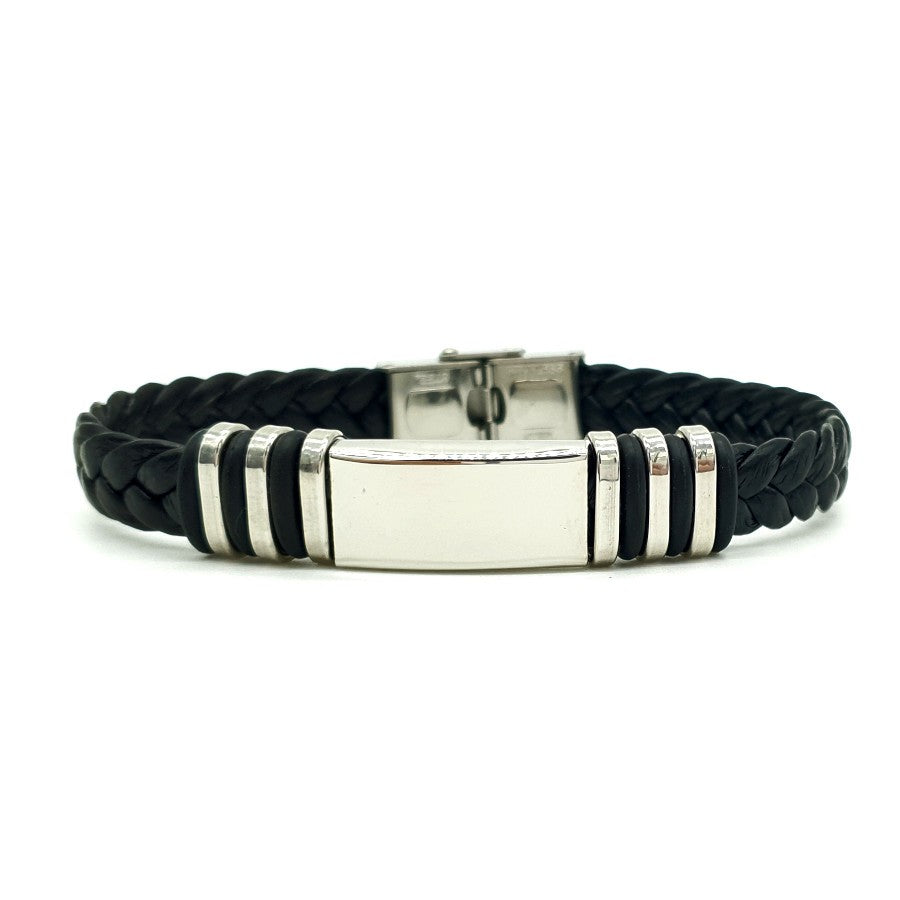 PULSERA DE CUERO Y ACERO LEUNDU