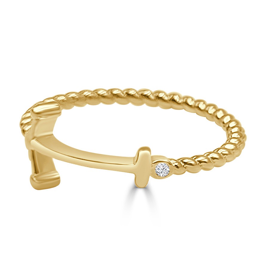 Anillo Plata bañada en oro Ancla