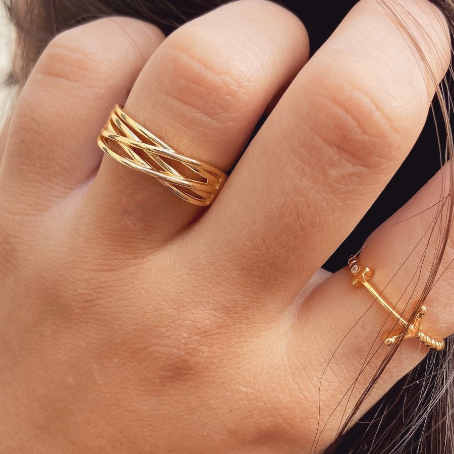 Anillo Suana Plata Baño de oro