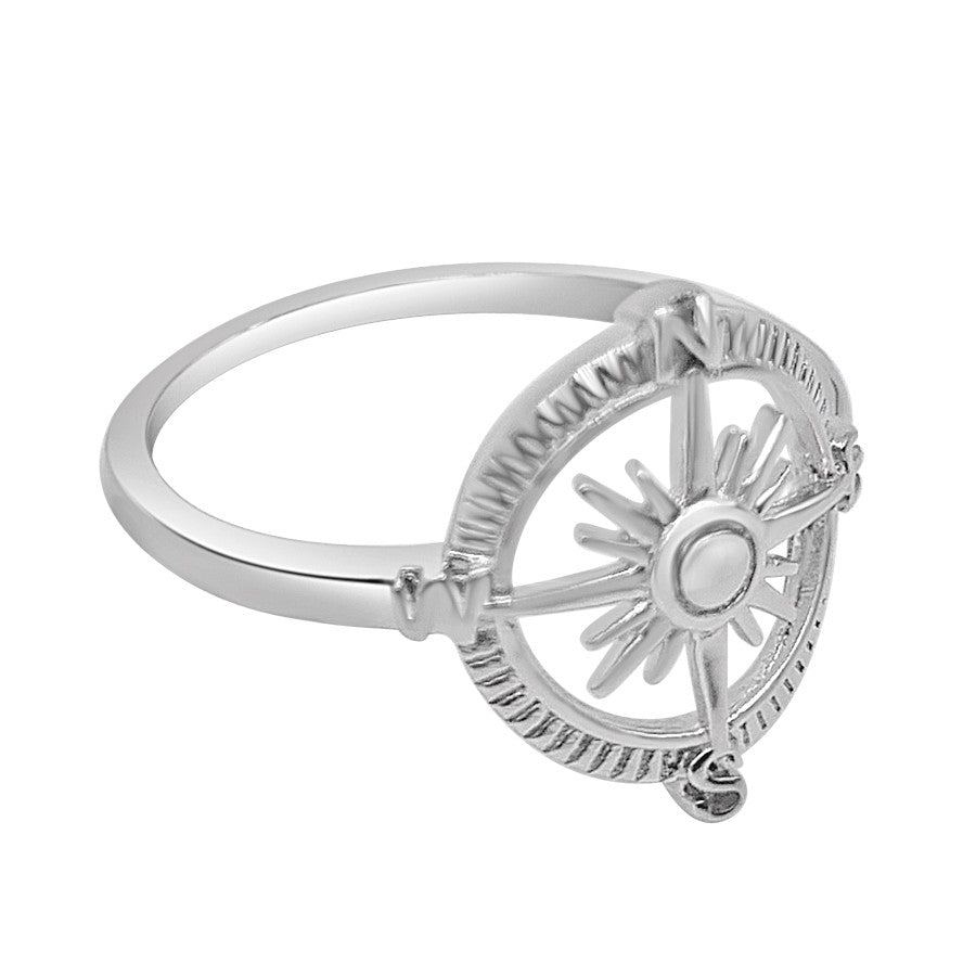 Anillo Plata de Ley rosa de los vientos