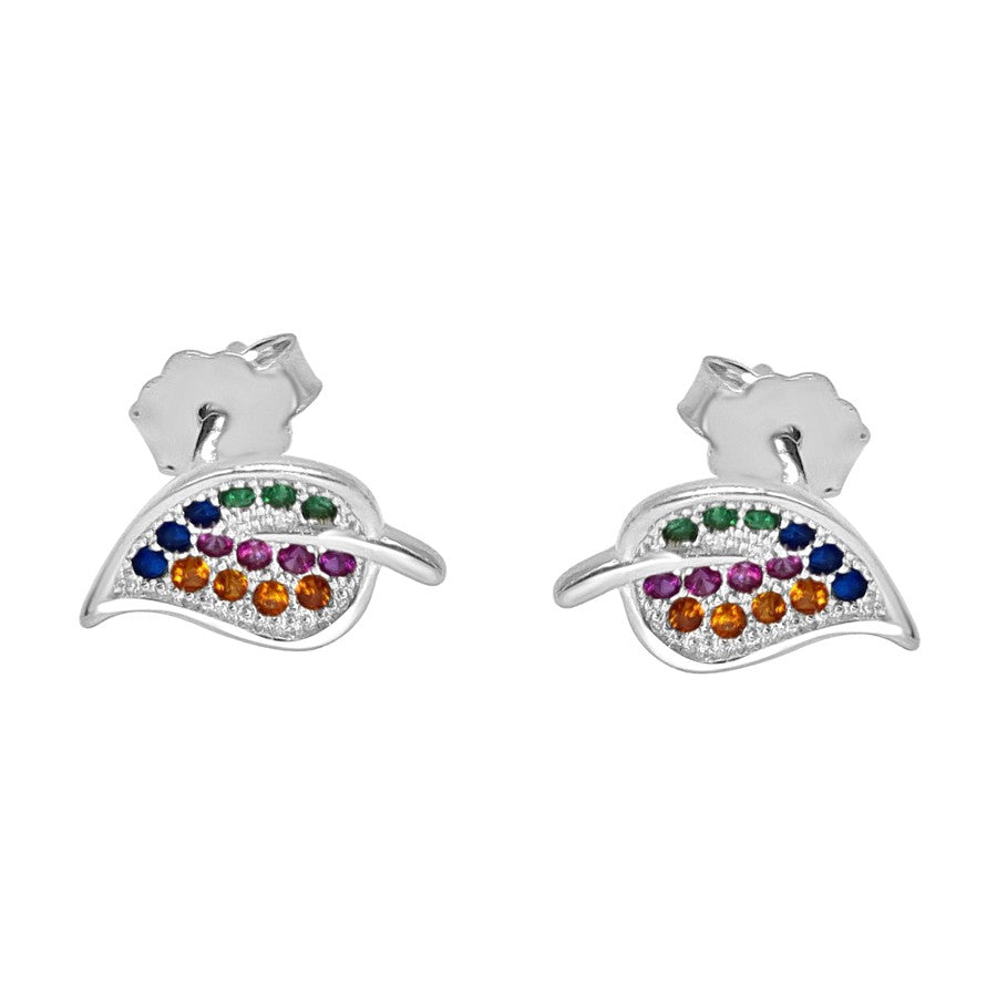 Pendientes Plata circonita hoja
