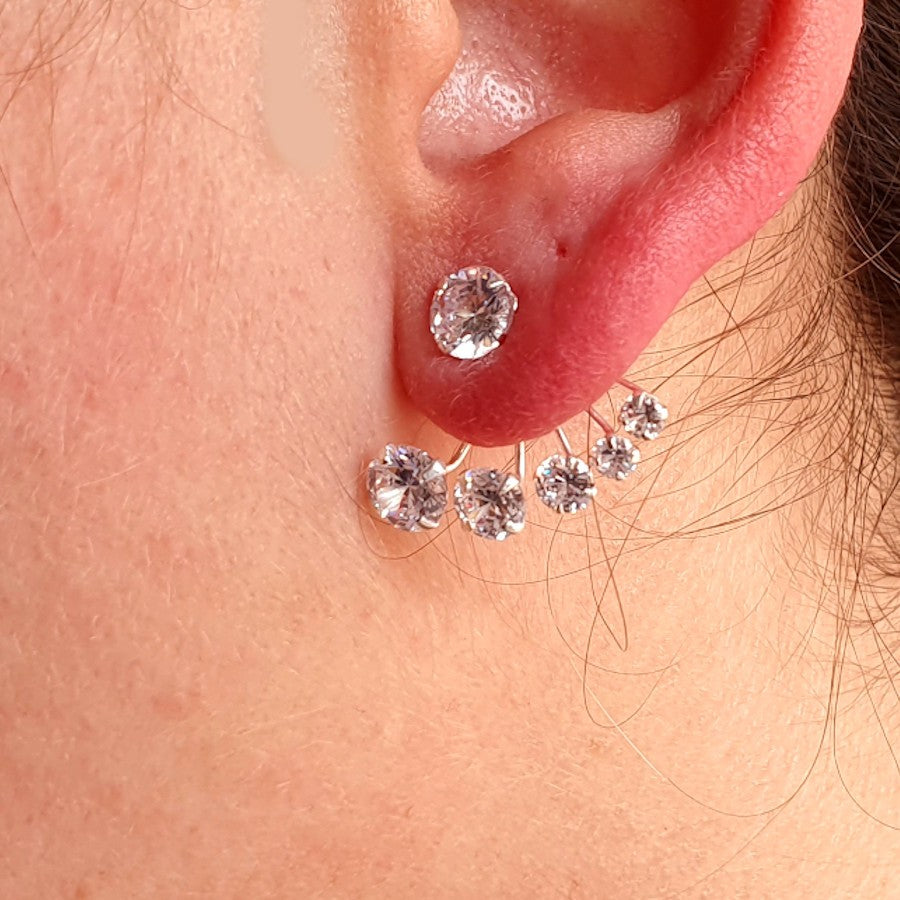 Pendientes de plata dobles con circonitas