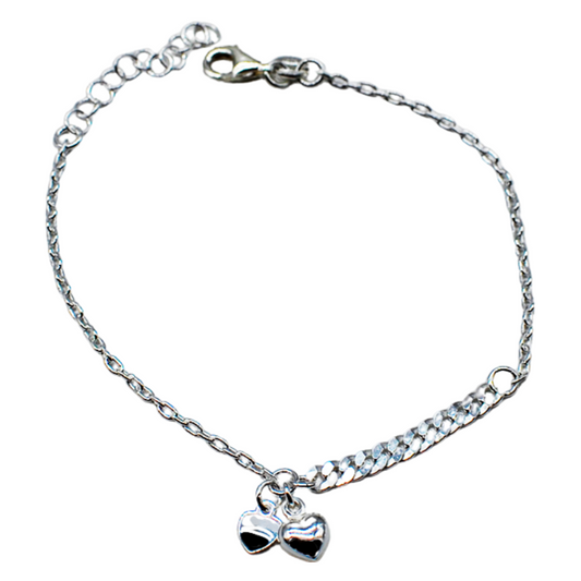 Pulsera corazones plata de ley eslabones