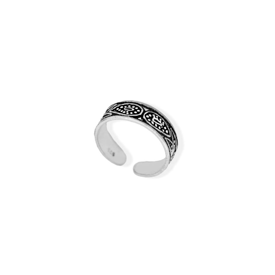 Anillo midi plata de ley abierto envejecido