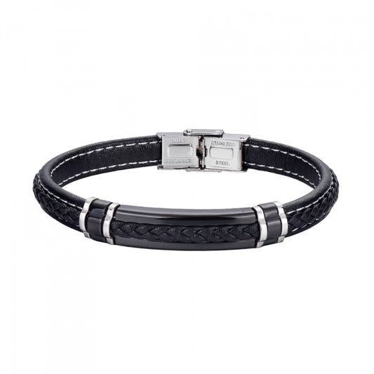 Pulsera cuero trenzada negro