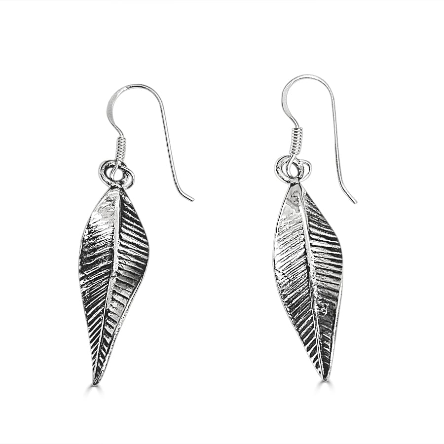 Pendientes plata de ley hojas envejecidas