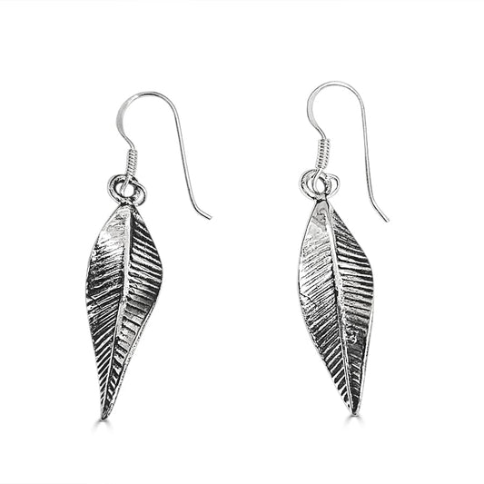 Pendientes plata de ley hojas envejecidas
