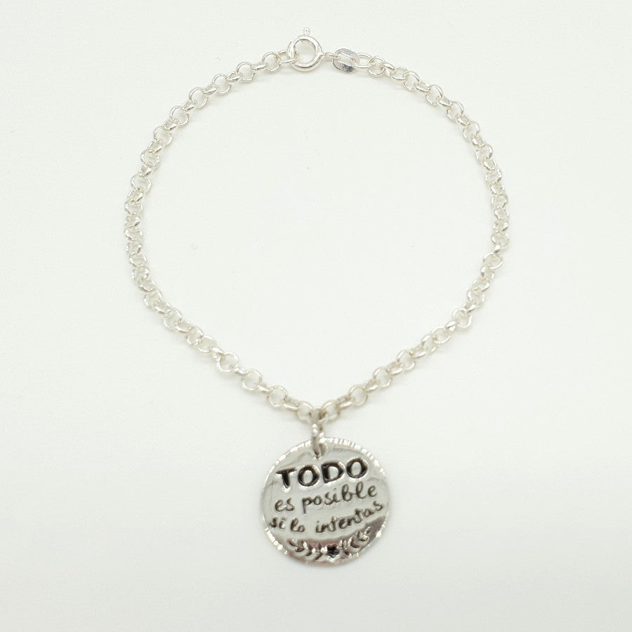 Colgante o Pulsera Tôle Todo es Posible de Plata