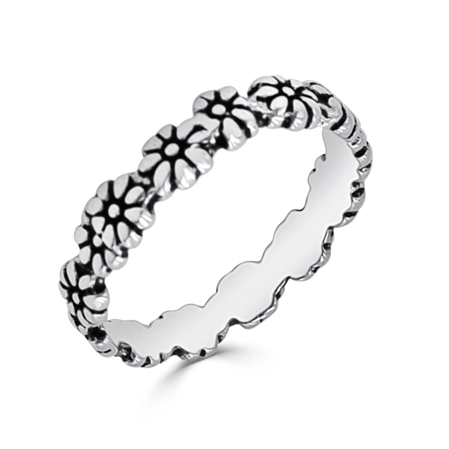anillo bloomster flores plata