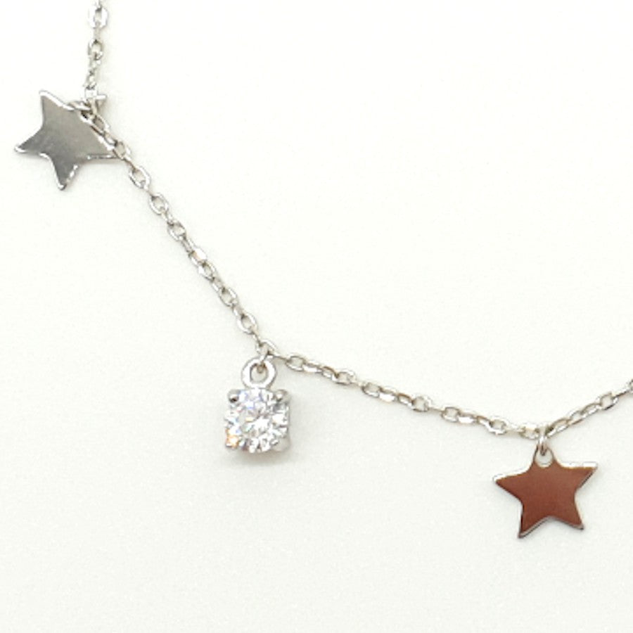 Pulsera de diseño en plata con estrellas y circonitas.