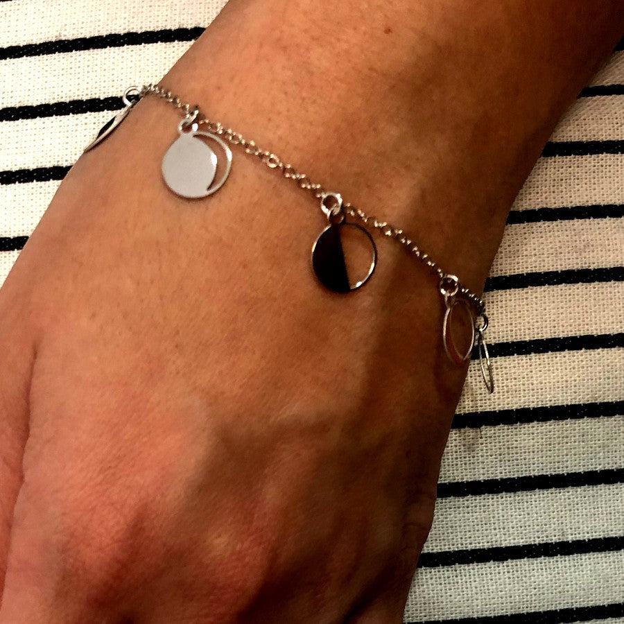 Pulsera de diseño en plata fases de la luna