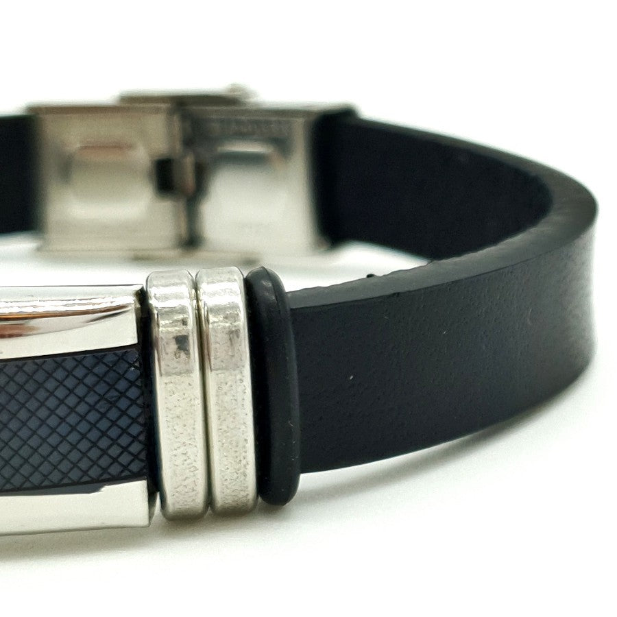Pulsera de caballero en cuero y acero de diseño