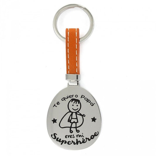 Steel Superhero Dad Keychain