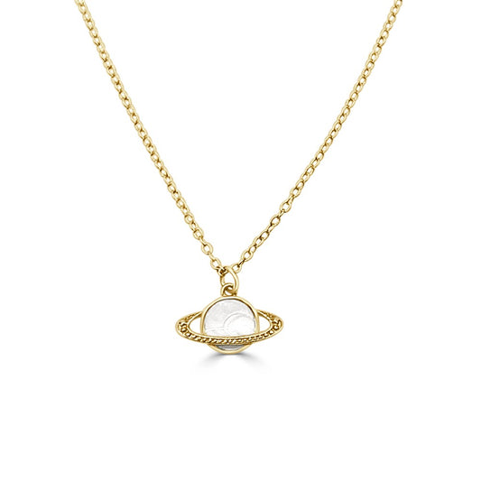 Gold Plated Silver Saturn Pendant