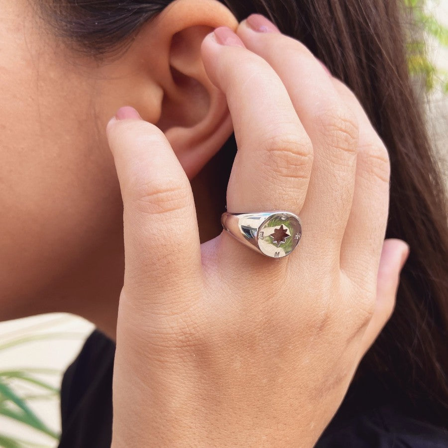 Anillo Plata Rosa de los Vientos
