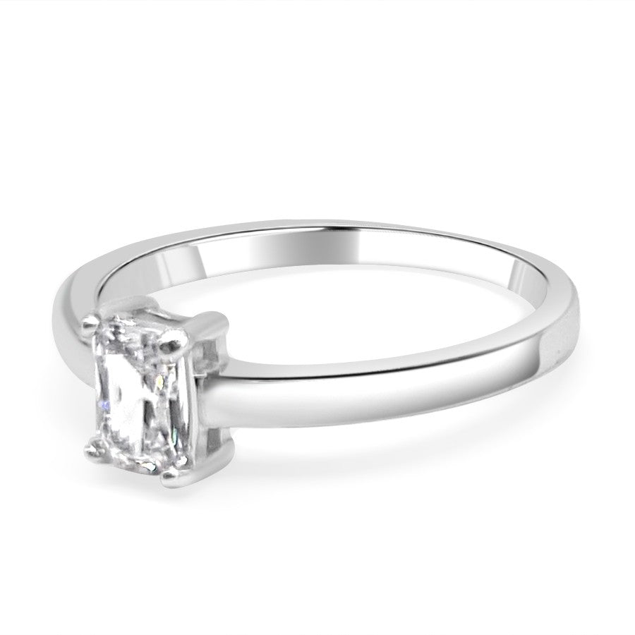 Anillo Plata Circonita Solitario