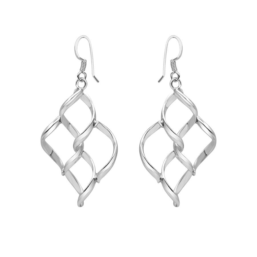 Pendientes largos rombo plata