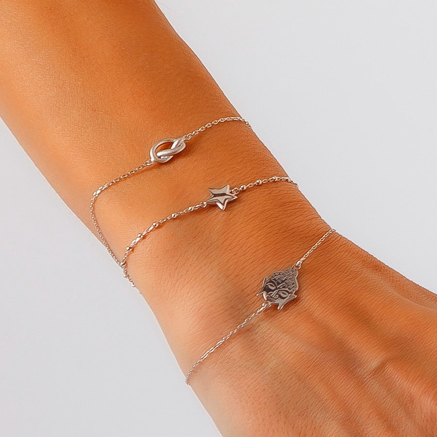 Pulsera plata de ley estrella bolas