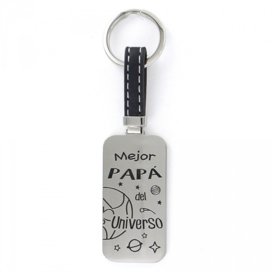 Best Dad in the Universe Keychain in Steel
