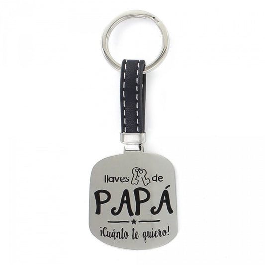 Dad How Much I Love You Steel Keychain