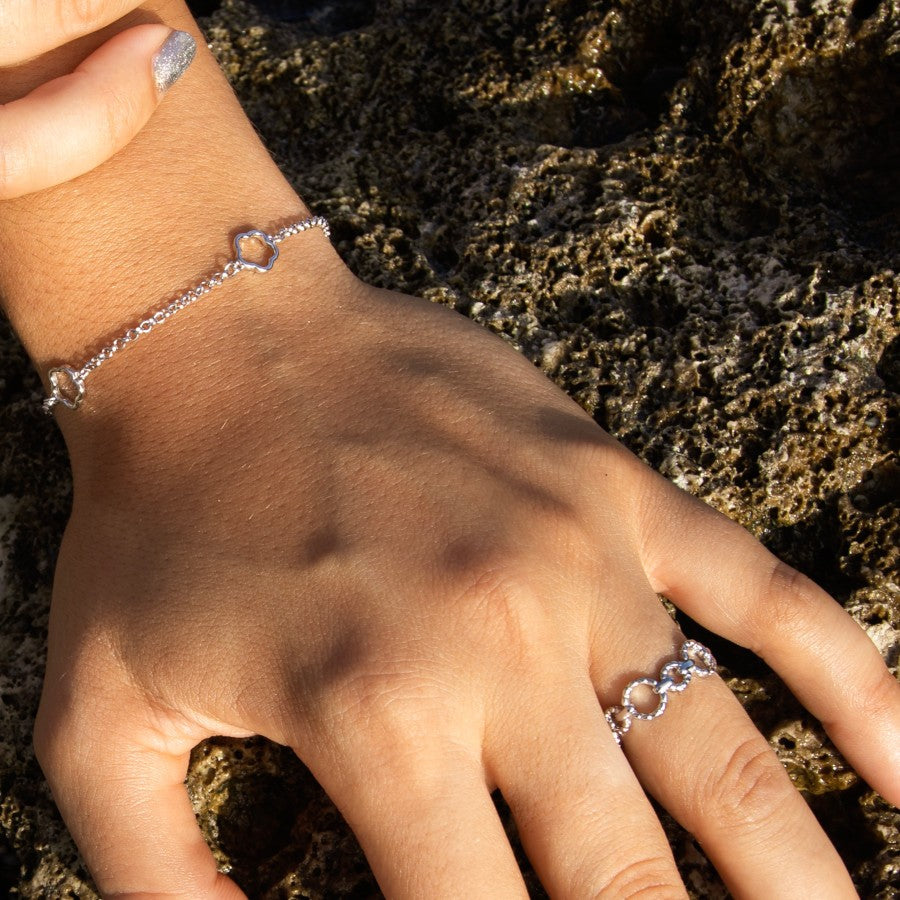 Pulsera plata de ley flores Imbali