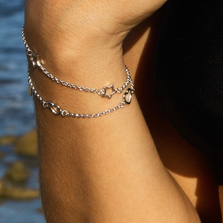 Pulsera corazones plata de ley Calon