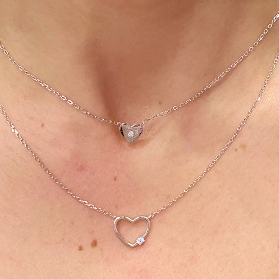 cadena doble de plata con corazones